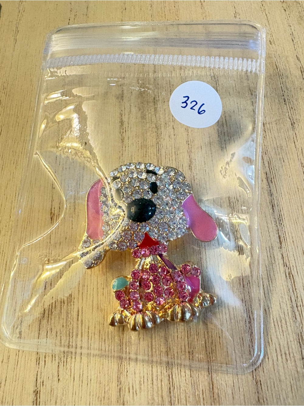 Crystal Pink Puppy Dog Brooch Pin - Decorative Pet-Themed Accessory - Picture 6 of 6